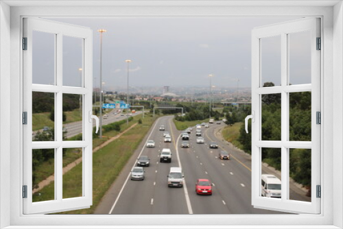Fototapeta Naklejka Na Ścianę Okno 3D - traffic on the highway, Johannesburg