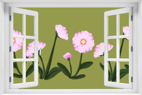 Fototapeta Naklejka Na Ścianę Okno 3D - pink flowers on a white background