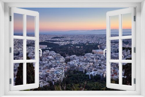 Athens at sunset, seen from  the top of a hill