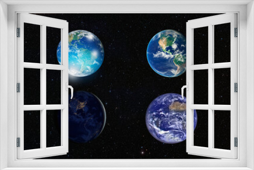 Fototapeta Naklejka Na Ścianę Okno 3D - Four different Planet Earth in outer space 