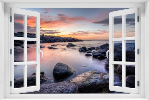 Fototapeta Naklejka Na Ścianę Okno 3D - seascape sunset ocean view long exposure