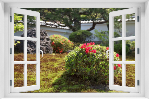 Fototapeta Naklejka Na Ścianę Okno 3D - 庭のツツジ　日本庭園
