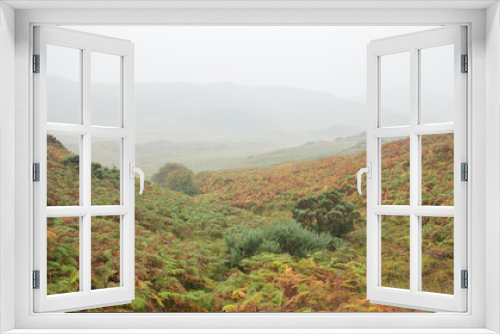 Fototapeta Naklejka Na Ścianę Okno 3D - Scottish Highlands Landscape at Rainy Autumnal Day