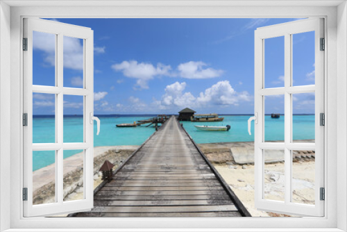 Fototapeta Naklejka Na Ścianę Okno 3D - paradise idyllic seascape in the Indian Ocean, turquoise water and blue sky