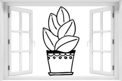 Fototapeta Naklejka Na Ścianę Okno 3D - Hand-drawn houseplant. Doodle image of a home flower. Vector images for the decoration of various goods, textiles, postcards, notebooks, notebooks.