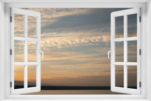 Fototapeta Naklejka Na Ścianę Okno 3D - Beautiful sky at sunset and a thin line of the horizon. Creative vintage background.