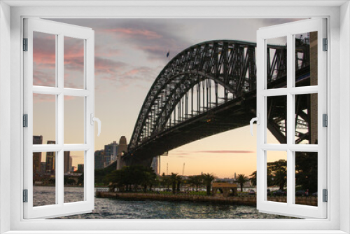 Fototapeta Naklejka Na Ścianę Okno 3D - Sydney Harbour bridge at dusk.