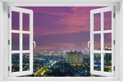 Fototapeta Naklejka Na Ścianę Okno 3D - Beautiful Scenery of Jakarta Skyline from Kemayoran during sunrise and daylight