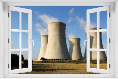 Fototapeta Naklejka Na Ścianę Okno 3D - view of nuclear power plant towers