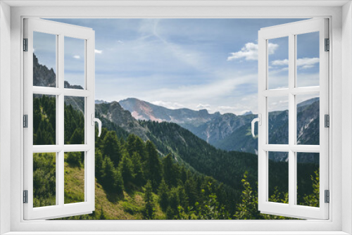 Fototapeta Naklejka Na Ścianę Okno 3D - The amazing view of the Dolomiti mountains from Longkofel - next to Dobiacco lake