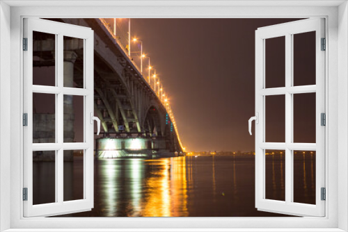 Fototapeta Naklejka Na Ścianę Okno 3D - night bridge over the river