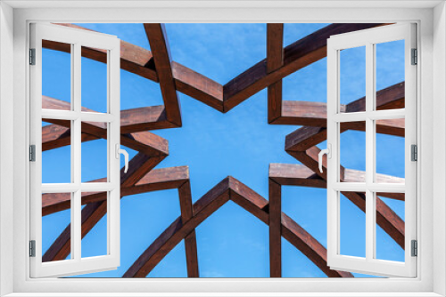 Fototapeta Naklejka Na Ścianę Okno 3D - star shaped wooden dome detail