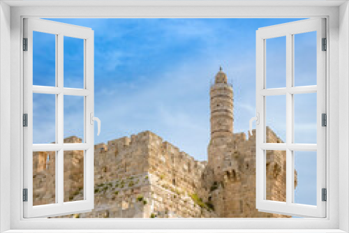 Fototapeta Naklejka Na Ścianę Okno 3D - The Tower of David, Citadel, located near the Jaffa Gate entrance to the Old City of Jerusalem. 