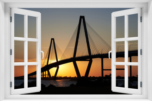 Fototapeta Naklejka Na Ścianę Okno 3D - Bridge at sunset