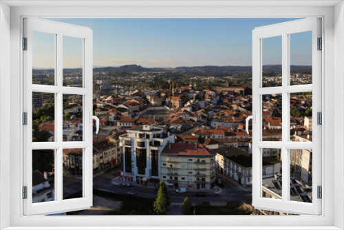 Fototapeta Naklejka Na Ścianę Okno 3D - DRONE AERIAL VIEW - Panoramic cityscape view of Viseu in Portugal.