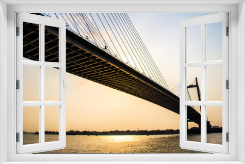 Fototapeta Naklejka Na Ścianę Okno 3D - Kalkutta Kolkata Indien Ganges Brücke Sonnenuntergang Westbengal