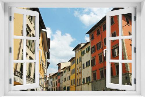 Fototapeta Naklejka Na Ścianę Okno 3D - Via di Firenze con case colorate, Italia