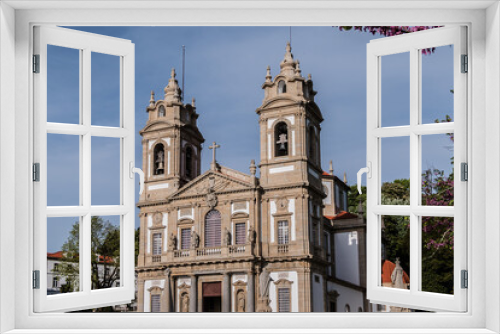 Architectural details of Imposing Good Jesus of the Mount (Bom Jesus do Monte, from 1373) - Portuguese sanctuary and important tourist attraction near Braga. Portugal.