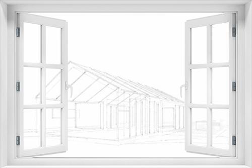 Fototapeta Naklejka Na Ścianę Okno 3D - modern cabin house architecture 3d illustration 