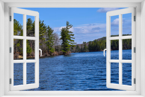 Fototapeta Naklejka Na Ścianę Okno 3D - day by the pond in new england