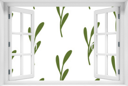 Fototapeta Naklejka Na Ścianę Okno 3D - Bloom minimalistic leaf branches seamless pattern in doodle style. Isolated floral backdrop.
