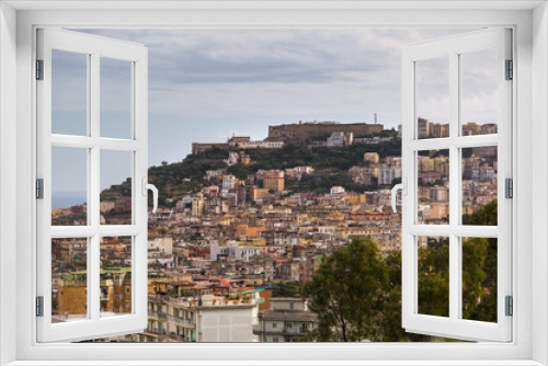 Fototapeta Naklejka Na Ścianę Okno 3D - Panoramic scenic view of Naples on a cloudy day, Campania, Italy