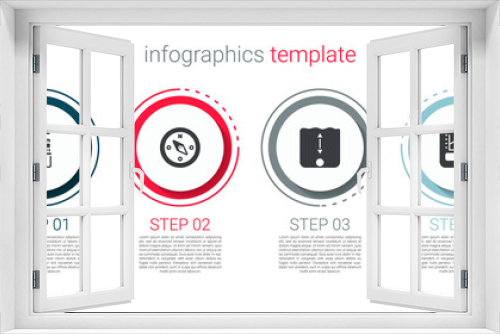 Set Micrometer, Compass, Depth measurement and Graph, schedule, chart, diagram. Business infographic template. Vector