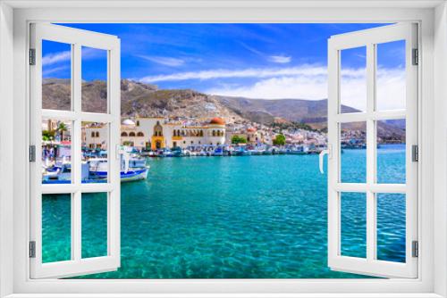 Fototapeta Naklejka Na Ścianę Okno 3D - beautiful Greek islands - scenic Kalymnos with authentic beauty.Pothia capital city and port. Dodekanese, Greece may 2019