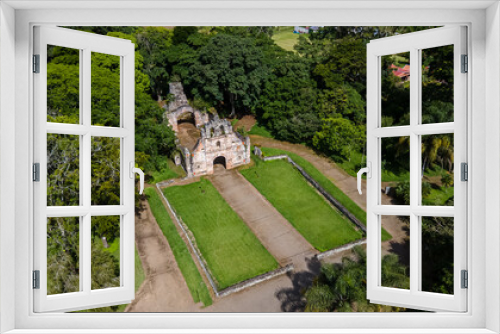 Fototapeta Naklejka Na Ścianę Okno 3D - Beautiful aerial view of the Church ruins in Ujarar Cartago Costa Rica 