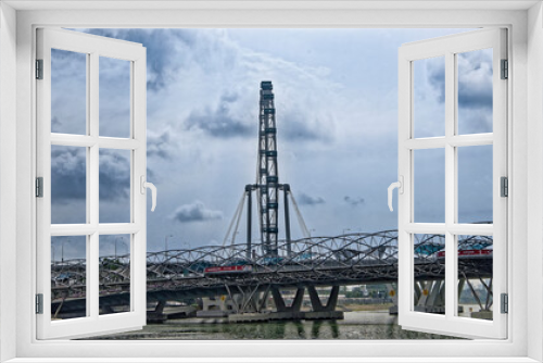 Fototapeta Naklejka Na Ścianę Okno 3D -  View of the Helix Bridge from the Marina Bay boulevard