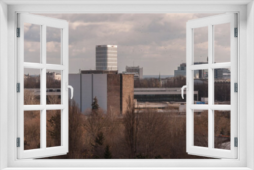 Fototapeta Naklejka Na Ścianę Okno 3D - Panorama of Warsaw from the commentators tower of an abandoned athletics stadium 