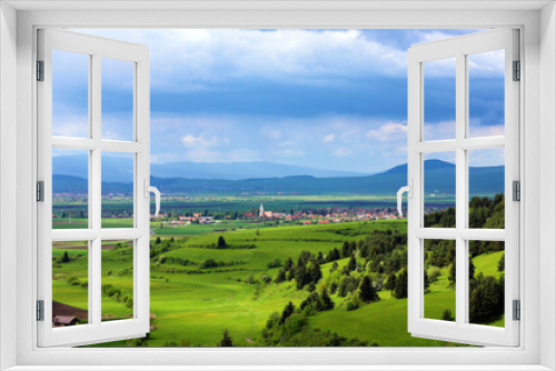 Fototapeta Naklejka Na Ścianę Okno 3D - landscape with a rural area in Transylvania