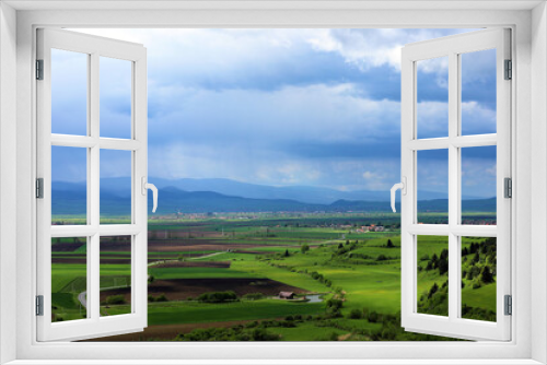 Fototapeta Naklejka Na Ścianę Okno 3D - landscape with a rural area in Transylvania