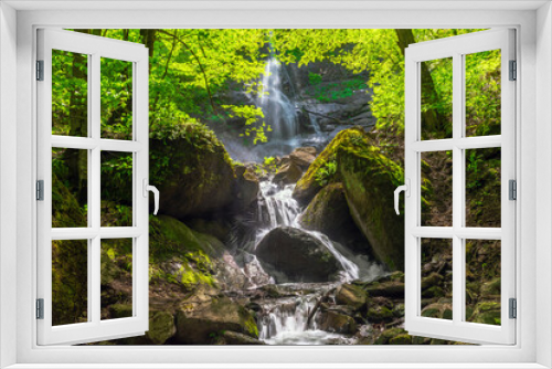 Fototapeta Naklejka Na Ścianę Okno 3D - Beautiful waterfall in the green forest