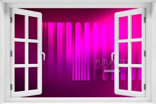 Fototapeta Naklejka Na Ścianę Okno 3D - Bright neon color techno abstract background, shiny glowing neon lines in the dark background