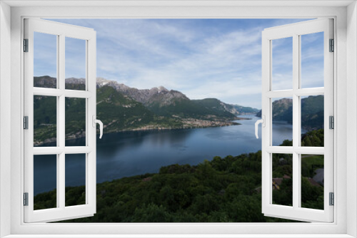 Fototapeta Naklejka Na Ścianę Okno 3D - Landscape panoramic view over Lecco branch of lake Como from Civenna.
