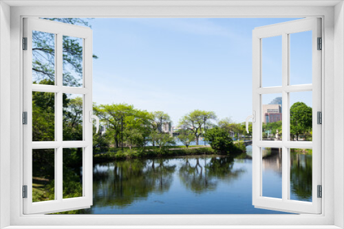 Fototapeta Naklejka Na Ścianę Okno 3D - Boston Charles River scenic background