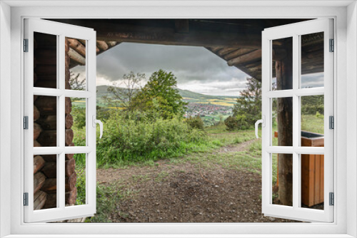 Fototapeta Naklejka Na Ścianę Okno 3D - Blick aus der Schutzhütte vom Dörnberg in Nordhessen