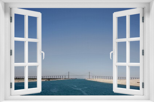 Fototapeta Naklejka Na Ścianę Okno 3D - Fahrt durch den Suez Kanal