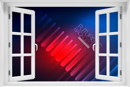 Fototapeta Naklejka Na Ścianę Okno 3D - Bright neon color techno abstract background, shiny glowing neon lines in the dark background