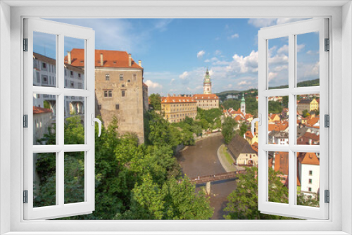 Fototapeta Naklejka Na Ścianę Okno 3D - view of the historical center of Český Krumlov from the castle viewpoint
