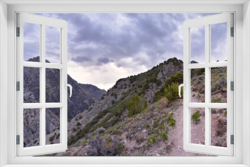Fototapeta Naklejka Na Ścianę Okno 3D - Mount Mahogany nature hiking trail landscape views, foothills of Mt Timpanogos, Wasatch Front Rocky Mountains, by Orem and Provo, Utah. United States. USA.