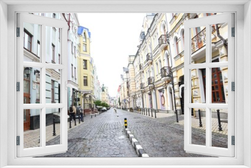 Fototapeta Naklejka Na Ścianę Okno 3D - City street with cobblestones