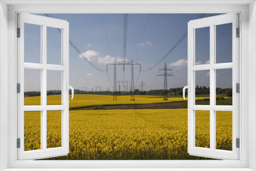 Fototapeta Naklejka Na Ścianę Okno 3D - Skåne landscape with yellow canola fields (rapeseed field)