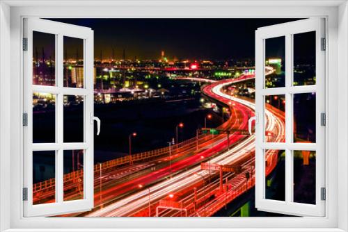 Fototapeta Naklejka Na Ścianę Okno 3D - 阪神高速道路4号湾岸線の泉大津PAから見た光の河