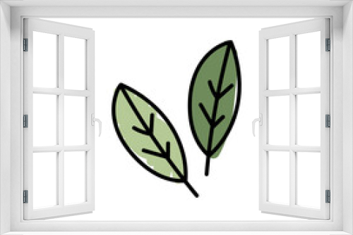 Fototapeta Naklejka Na Ścianę Okno 3D - Vector illustration of leaves with outline. Hand drawn leaf logo symbol.