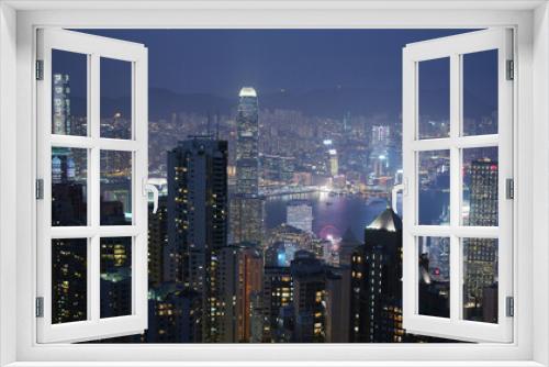 Fototapeta Naklejka Na Ścianę Okno 3D - Hong Kong city skyline at night
