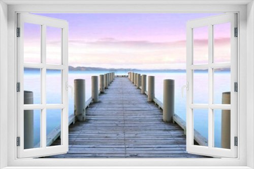 Fototapeta Naklejka Na Ścianę Okno 3D - Sunset at pier