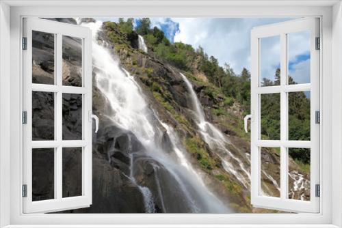 Fototapeta Naklejka Na Ścianę Okno 3D - Beautiful summer mountain forest waterfall