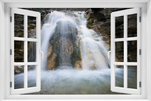 Fototapeta Naklejka Na Ścianę Okno 3D - Beautiful waterfall in forest